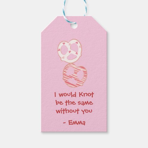 Classroom Valentines Day Pretzel Knots Gift Tag