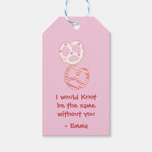 Classroom Valentine's Day Pretzel Knots Gift Tag (Front)