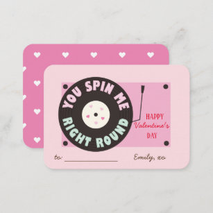 Classroom Valentine's Day Record Player Spin Me Note Card