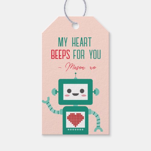 Classroom Valentines Day Robot Beeps Gift Tags