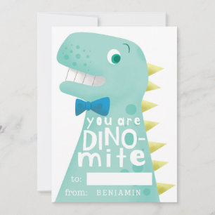Classroom Valentines Dinosaur Dino-mite Holiday Card