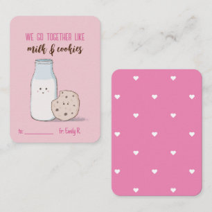 Classroom Valentines Milk and Cookies Note Card