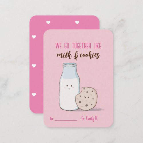 Classroom Valentines Milk and Cookies Note Card