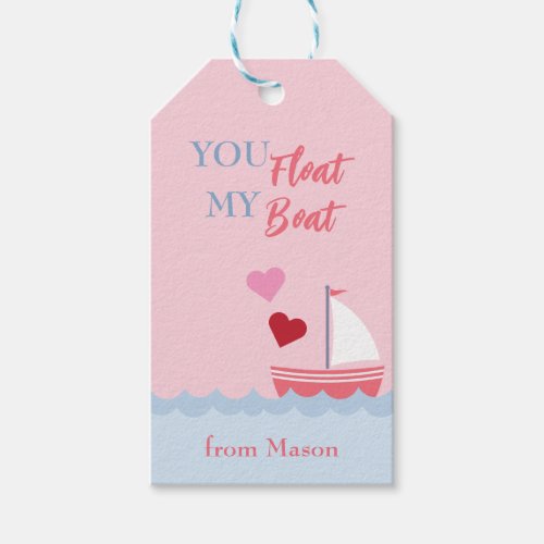 Classroom Valentines You Float My Boat Gift Tag