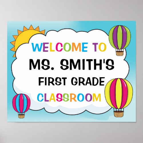 Classroom Welcome Sign in Hot Air Balloons