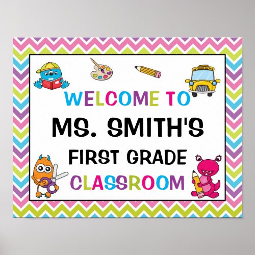 Classroom Welcome Sign in Monsters Theme