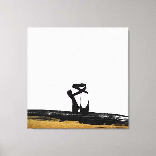 Classsic Dance Ballet Shoes Black Gold Painting Canvas Print