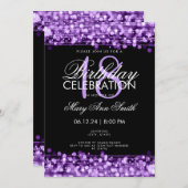 Classy 18th Birthday Party Sparkles Purple Invitation (Front/Back)
