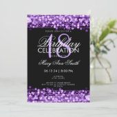 Classy 18th Birthday Party Sparkles Purple Invitation (Standing Front)