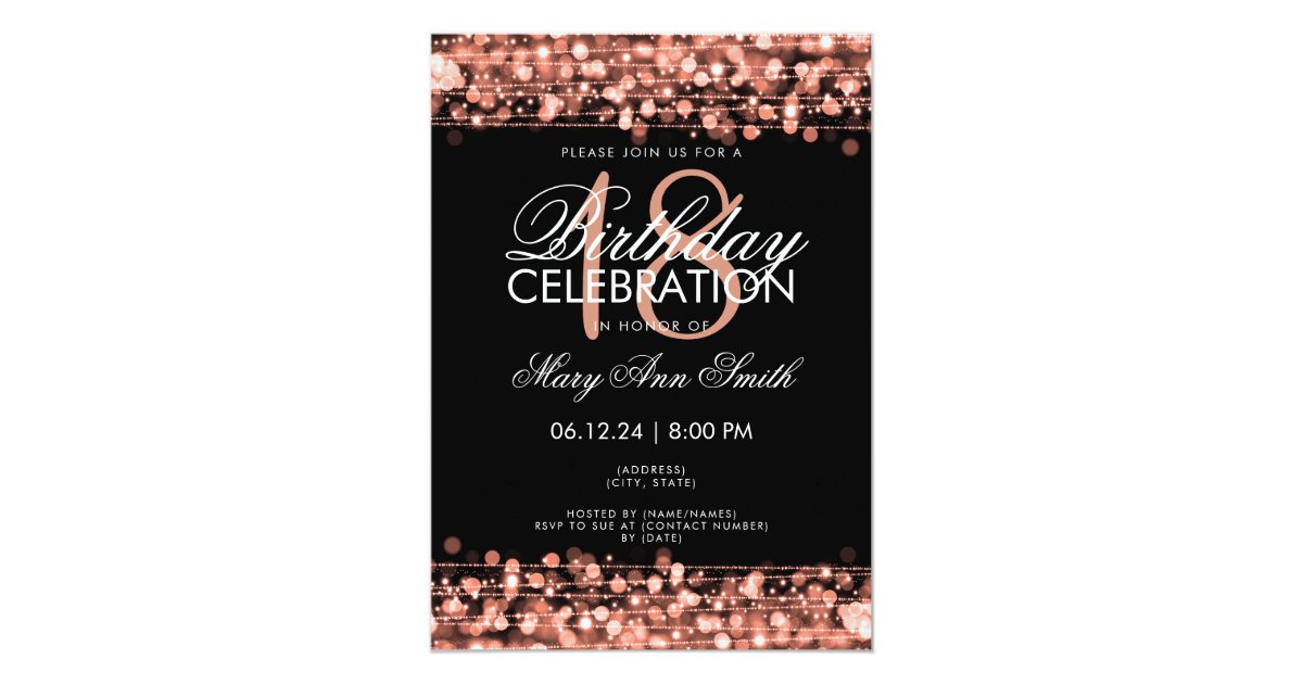 Classy 18th Birthday Party Sparkles Rose Gold Invitation ...