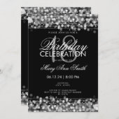 Classy 18th Birthday Party Sparkles Silver Invitation (Front/Back)