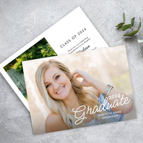 Classy 2024 Graduation Horizontal Photo Invitation