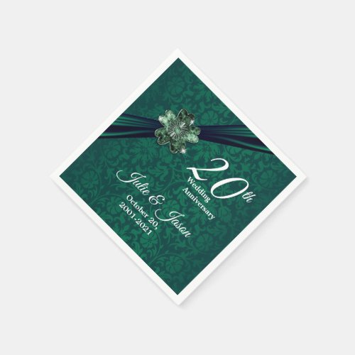 Classy 20th Emerald Wedding Anniversary Paper Napkins