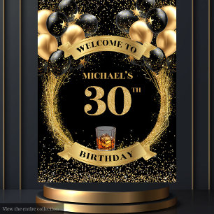Classy 30 Man Birthday Whiskey Celebration Banner Tapestry