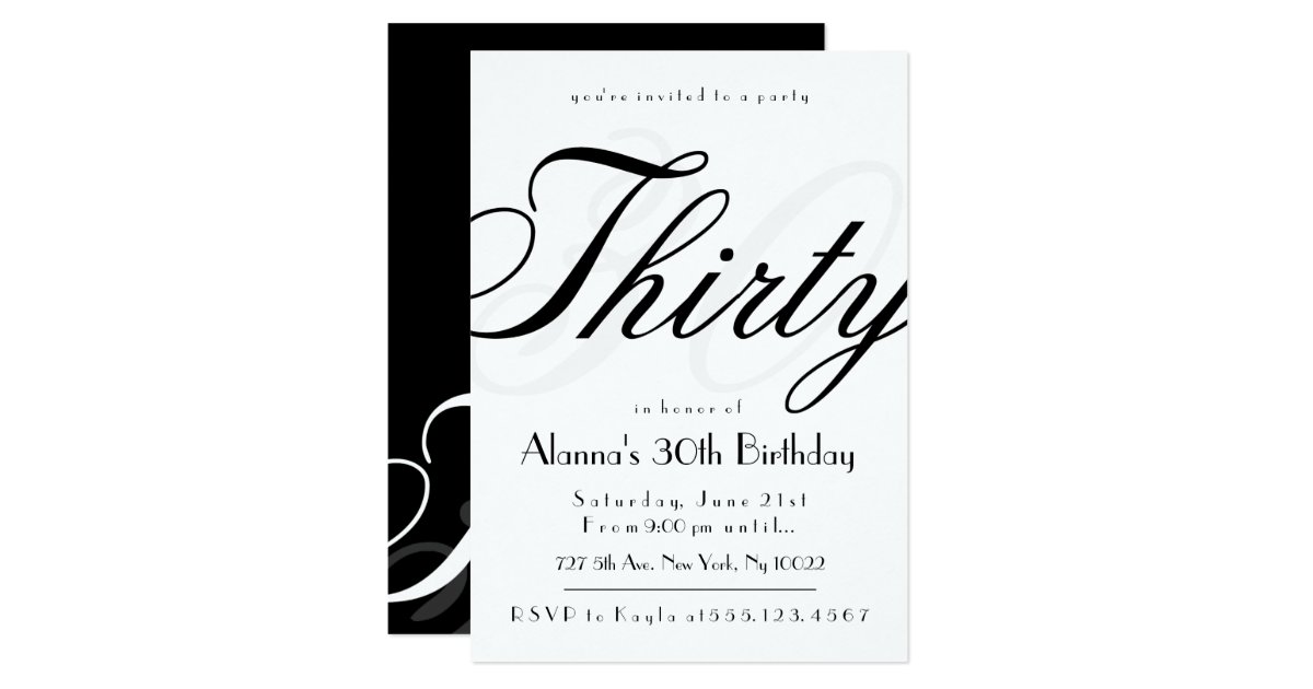 Classy 30th Birthday Invitations | Zazzle.com