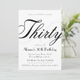 Classy 30th Birthday Invitations | Zazzle