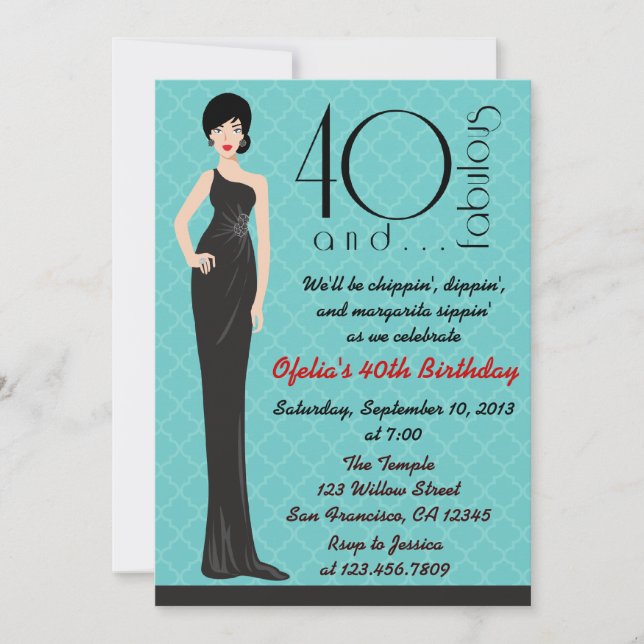 Classy 40th Birthday Invitation (Front)