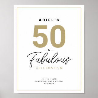 Classy 50 & Fabulous Birthday Party Poster