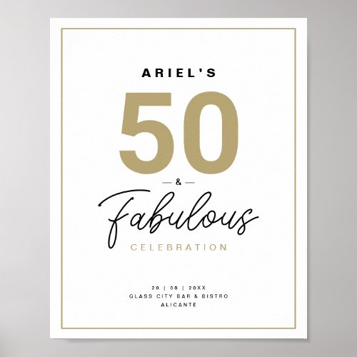 Classy 50  Fabulous Birthday Party Poster
