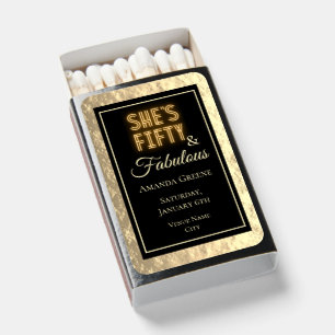 Classy 50 & Fabulous Gold Birthday Matchboxes