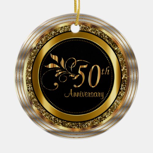 Classy 50th Golden Anniversary Ceramic Ornament