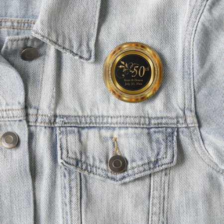 Classy 50th Golden Wedding Anniversary Pinback Button