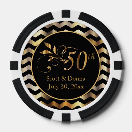 Classy 50th Golden Wedding Anniversary Poker Chips