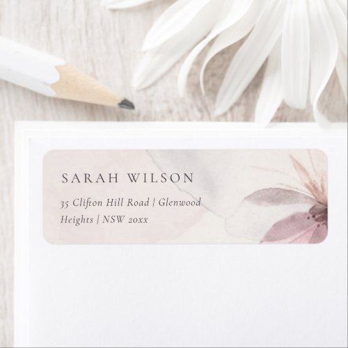 Classy Abstract Blush Watercolor Floral Address Label