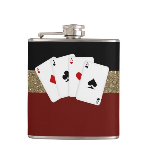 Classy Aces Poker Hip Flask