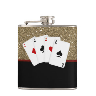 Classy Aces Poker Hip Flask