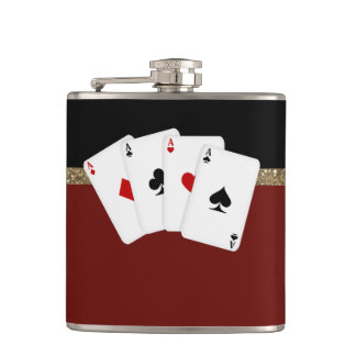 Classy Aces Poker Hip Flask