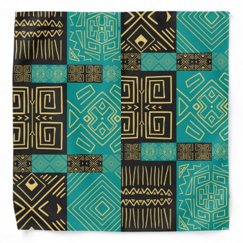 Classy African Tiles Line Art Pattern   Bandana
