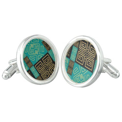 Classy African Tiles Line Art Pattern   Cufflinks