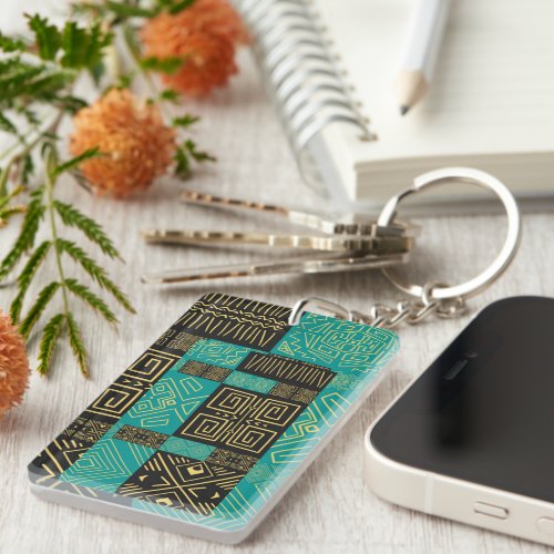 Classy African Tiles Line Art Pattern   Keychain