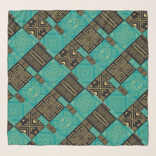 Classy African Tiles Line Art Pattern   Scarf