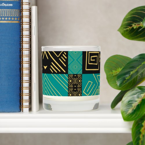 Classy African Tiles Line Art Pattern    Scented Candle