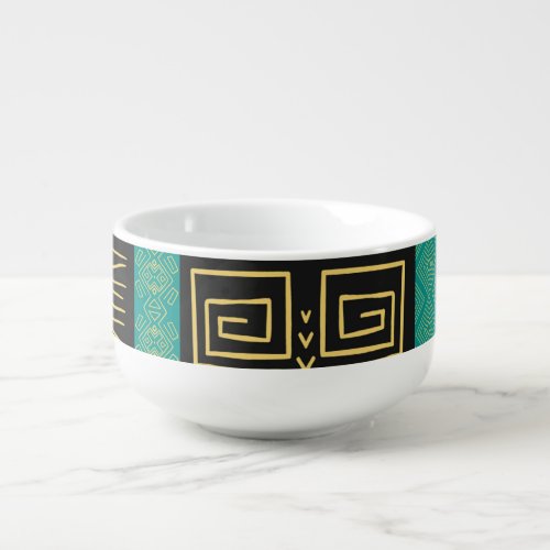 Classy African Tiles Line Art Pattern    Soup Mug