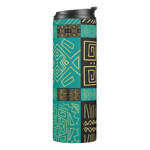 Classy African Tiles Line Art Pattern   Thermal Tumbler