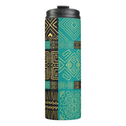 Classy African Tiles Line Art Pattern Thermal Tumbler