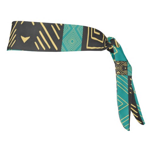 Classy African Tiles Line Art Pattern   Tie Headband