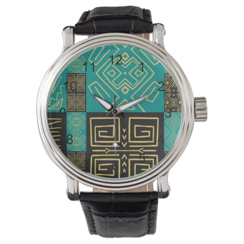Classy African Tiles Line Art Pattern   Watch