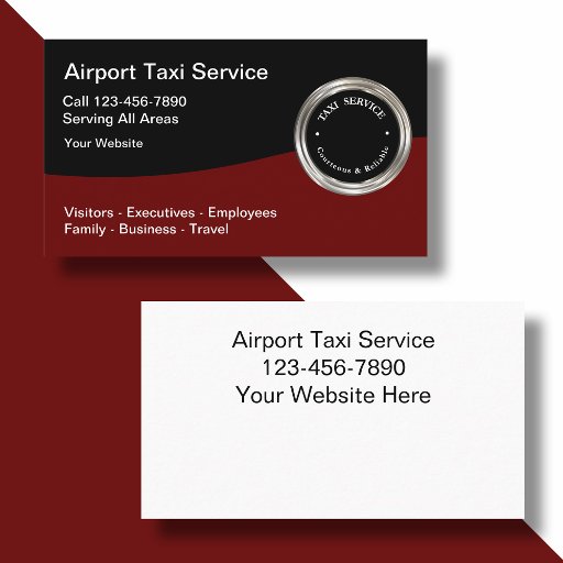 Customizable Classy Airport Taxi Service Business Cards