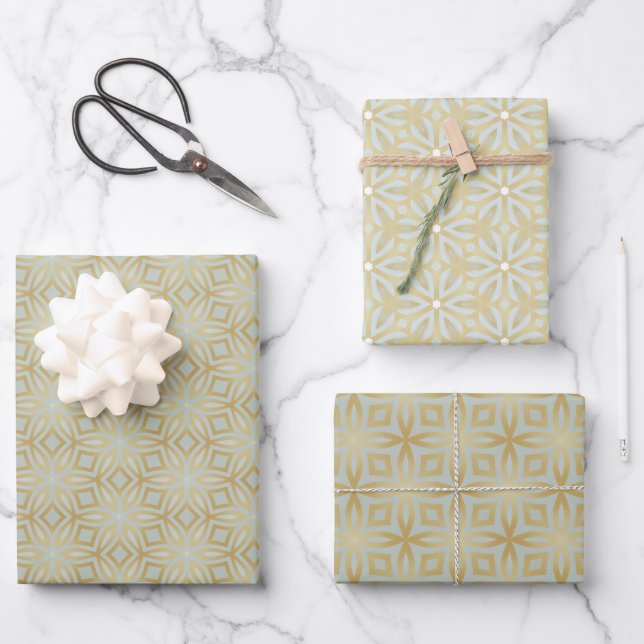 Classy and Bold Gold Geometric  Wrapping Paper Sheets (Front)