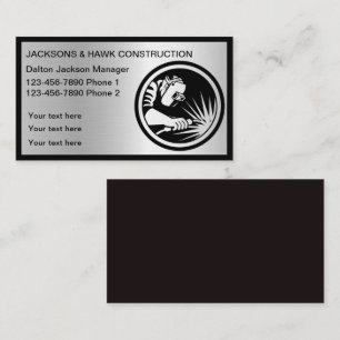 Classy and Cool Silver Metallic Look Construction Business Card