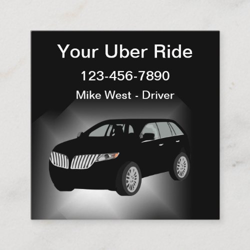 Classy And Cool Uber Driver Ride Hailing  Square Business Card