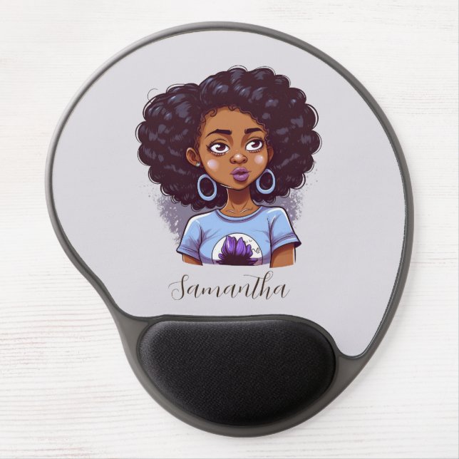 Classy and Elegant Afro Woman Gel Mouse Pad (Front)
