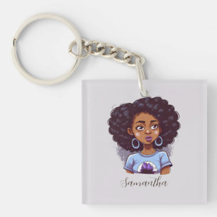 Classy and Elegant Afro Woman Keychain