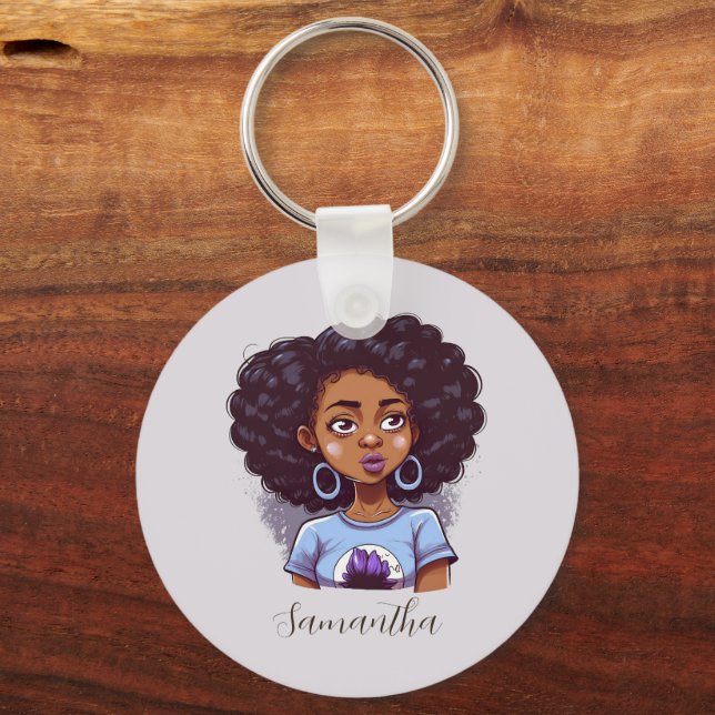 Classy and Elegant Afro Woman Keychain (Front)