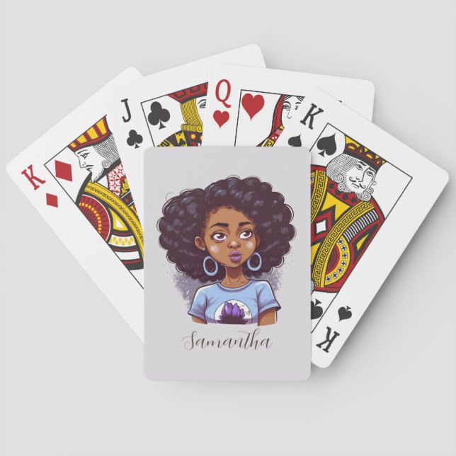 Classy and Elegant Afro Woman Poker Cards (Back)
