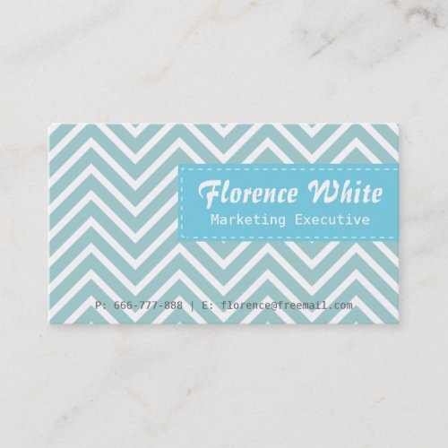 Classy and Elegant, blue and white chevron pattern Business Cards